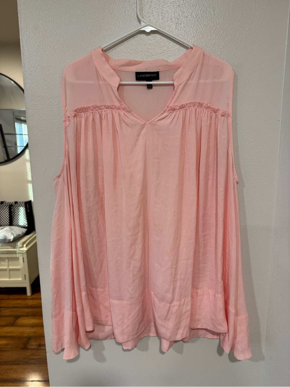Lane Bryant Light Pink Cold-Shoulder V-Neck Blouse